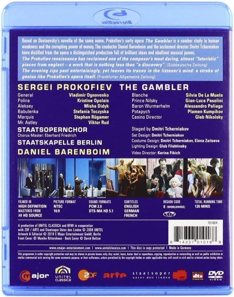Daniel Barenboim, Vladimir Ognovenko, Kristine Opolais, Misha Didyk, Stefania Toczyska, Stephan Rügamer, Viktor Rud, Staatskapelle Berlin: Prokofiev: The Gambler - BluRay Foto #2