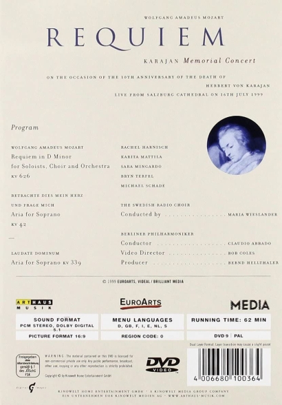 Rachel Harnisch, Karita Mattila, Sara Mingardo, Bryn Terfel, Michael Schade, Arnold Schoenberg Chor, Berliner Philharmoniker, Claudio Abbado: Mozart: Requiem (Salzburg) - DVD Foto #2