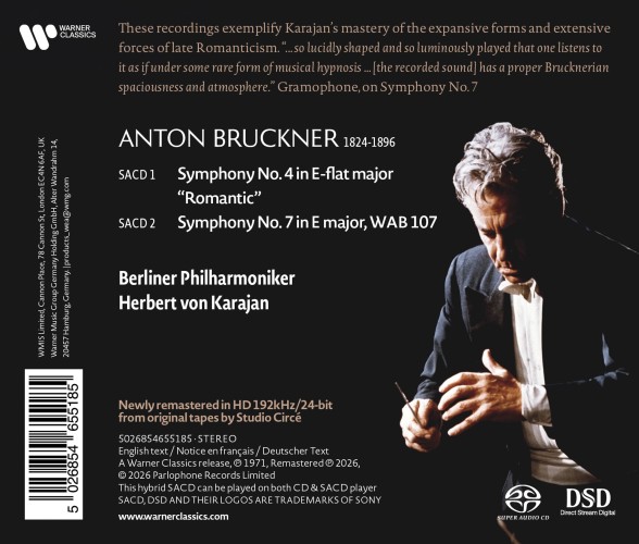 Herbert von Karajan, Berliner Philharmoniker: Bruckner: Symphony No. 4 'Romantic' & Symphony No. 7 - SACD Foto #2