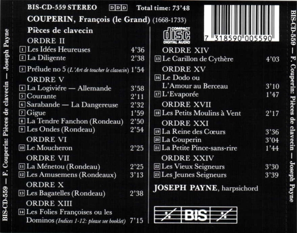 Joseph Payne: Couperin: Pièces de clavecin - CD Foto #2