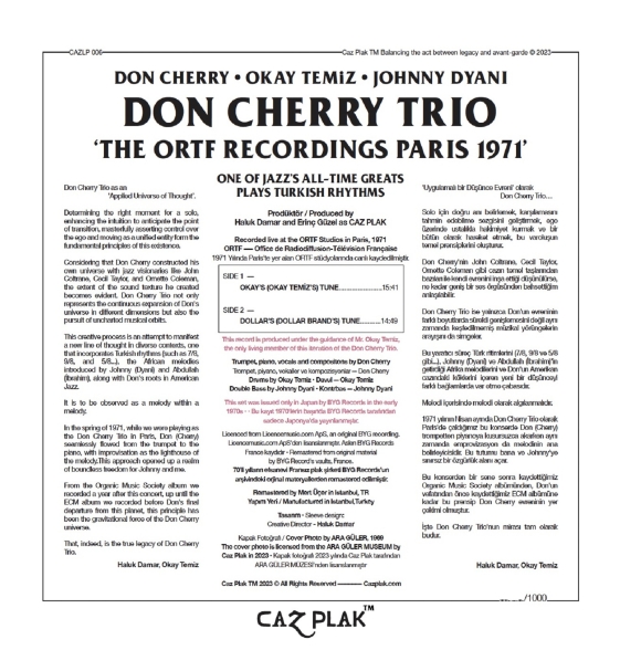 Don Cherry, Okay Temiz, Johnny Dyani: Don Cherry Trio - The ORTF  Recordings Paris 1971 (Türkiye Edisyonu) - Plak Foto #2