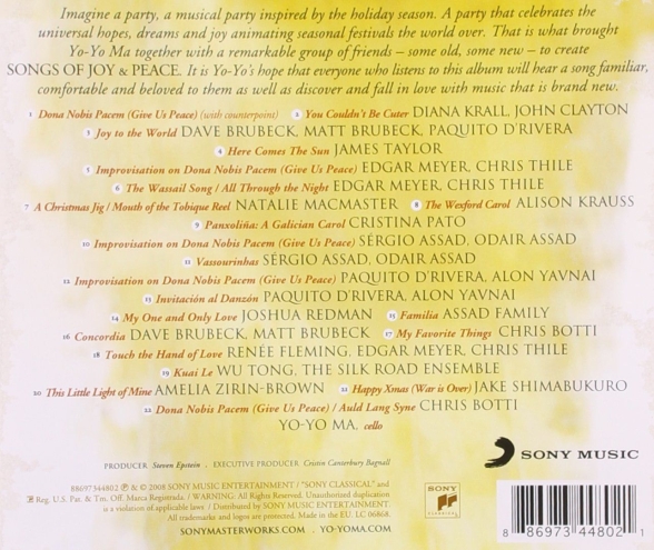 Yo-Yo Ma: Songs of Joy & Peace - CD Foto #2