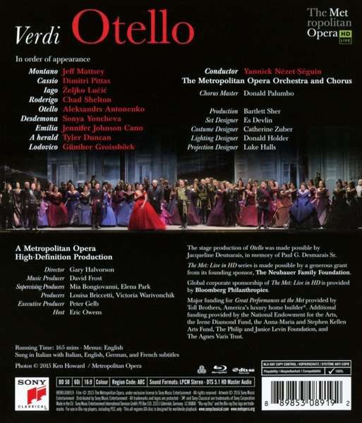 Alexandrs Antonenko, Sonya Yoncheva, The Metropolitan Opera Orchestra and Chorus: Verdi: Otello - BluRay Foto #2