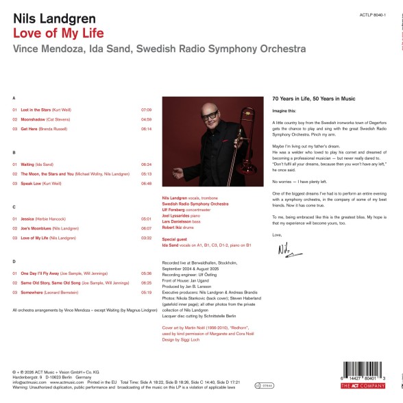 Nils Landgren: Love of My Life (Renkli Plak) - Plak Foto #3
