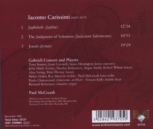 Gabrieli Consort & Players, Paul McCreesh: Carissimi: Jephthah, The Judgement Of Solomon, Jonah - CD Foto #2