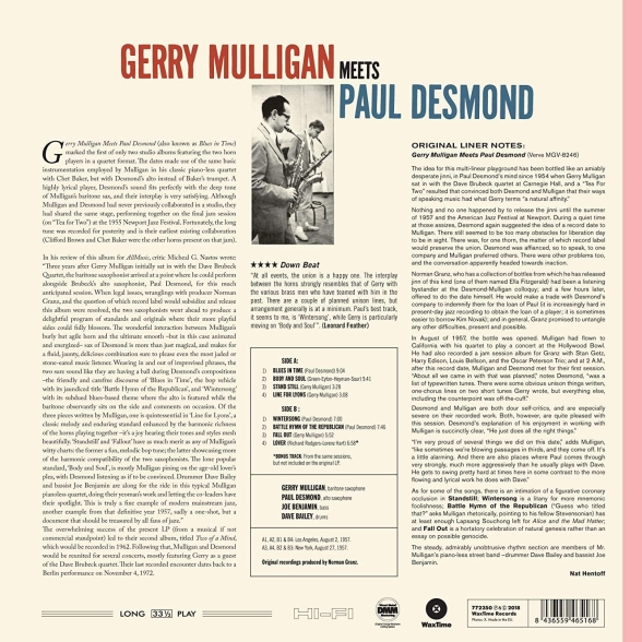 Gerry Mulligan, Paul Desmond: Gerry Mulligan Meets Paul Desmond + 1 Bonus Track! - Plak Foto #2