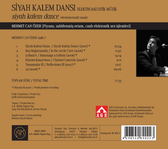 Mehmet Can Özer: Siyah Kalem Dansı –Elektroakustik Müzik - CD Foto #2