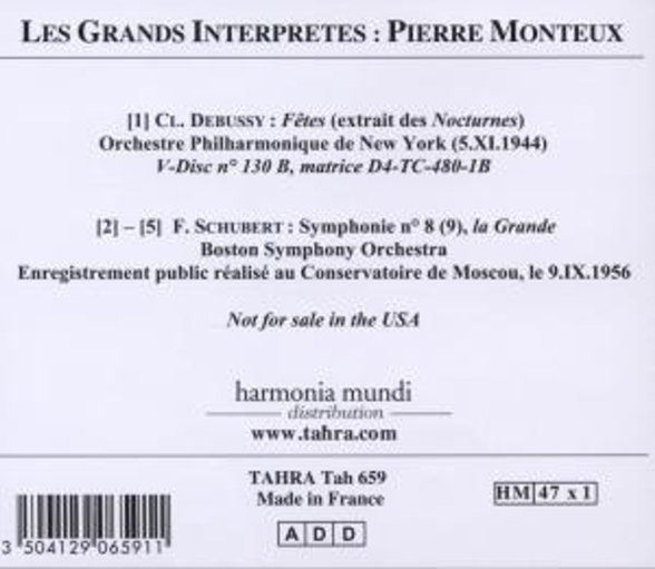 Pierre Monteux: Schubert, Debussy - CD Foto #2