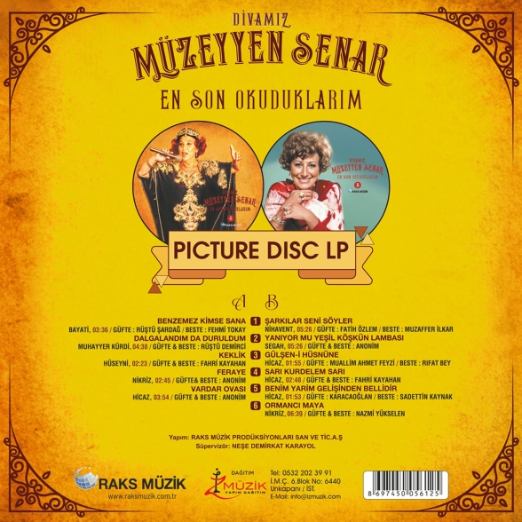 Müzeyyen Senar: En Son Okuduklarım / Diva'mız (Picture Disc) - Plak Foto #2