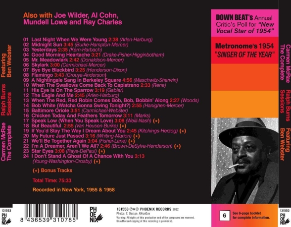 Carmen McRae: The Complete Ralph Burns Sessions + 8 Bonus Tracks - CD Foto #2