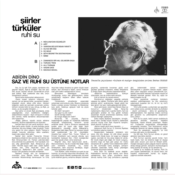 Ruhi Su: Şiirler ve Türküler - Plak Foto #2