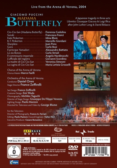 Francesca Franci, Juan Pons, Fiorenza Cedolins, Mina Blum, Orchestra dell'Arena di Verona, Daniel Oren: Puccini: Madama Butterfly - DVD Foto #2