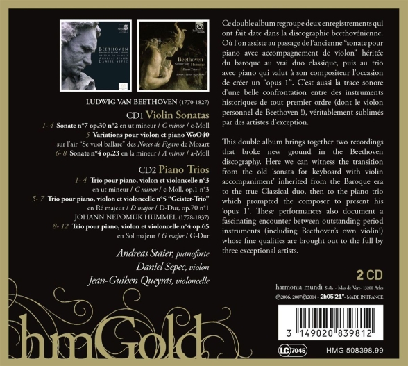 Daniel Sepec, Jean-Guihen Queyras, Andreas Staier: Beethoven: Violin Sonatas Nos.4 & 7, Piano Trios Nos.3 & 5 - CD Foto #2