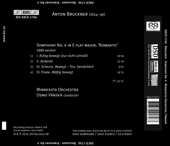 Minnesota Orchestra: Bruckner: Symphony No.4 - SACD Foto #2