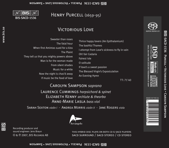 Carolyn Sampson, Laurence Cummings, Elizabeth Kenny, Anne-Marie Lasla: Purcell: Victorious Love - Songs by Henry Purcell - SACD Foto #2